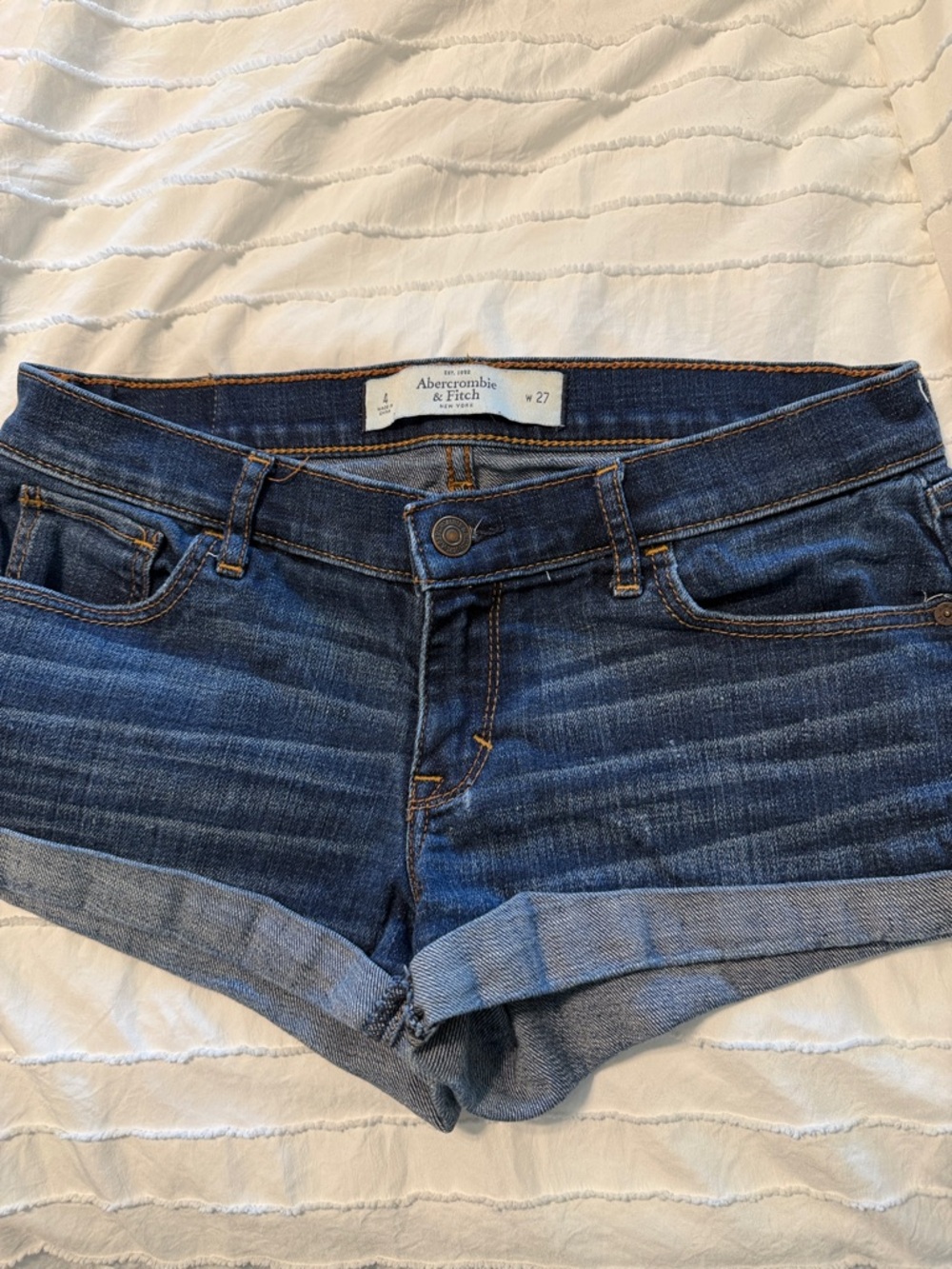 Used Womens Abercrombie & Fitch Dark Blue Denim Jean Shorts